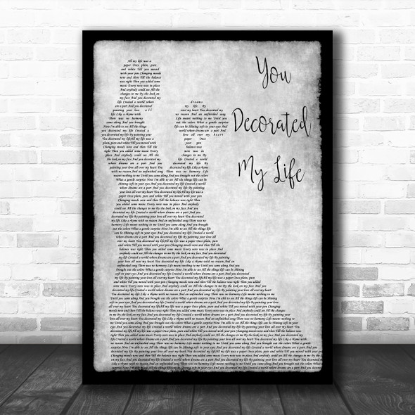 Kenny Rogers You Decorated My Life Grey Man Lady Dancing Decorative Gift Song Lyric Print