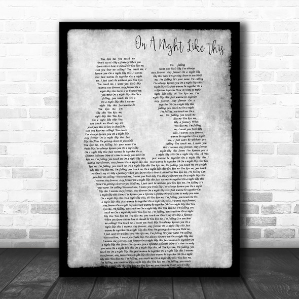 Kylie Minogue On A Night Like This Gay Couple Two Men Dancing Grey Wall Art Gift Song Lyric Print