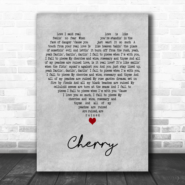 Lana Del Rey Cherry Grey Heart Decorative Wall Art Gift Song Lyric Print