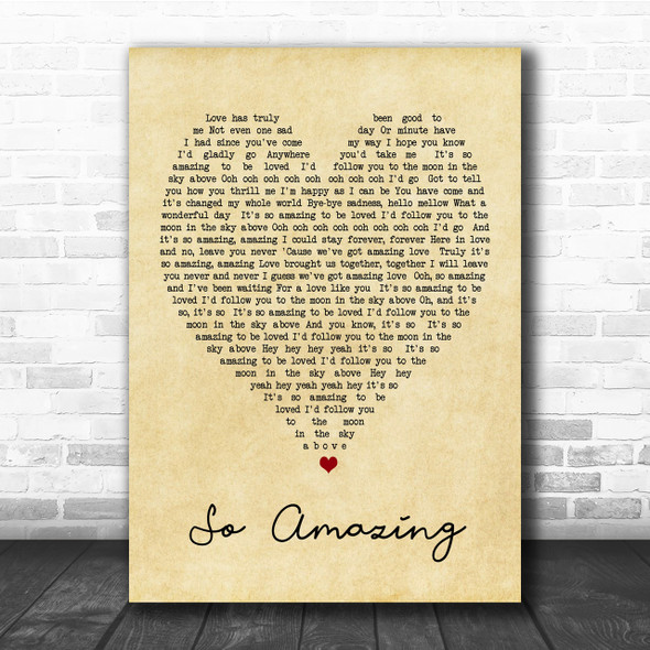 So Amazing Luther Vandross Vintage Heart Song Lyric Music Wall Art Print