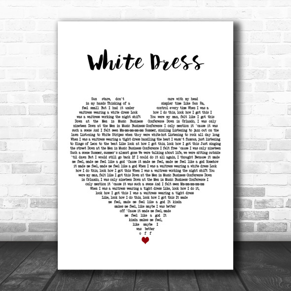 Lana Del Rey White Dress White Heart Decorative Wall Art Gift Song Lyric Print