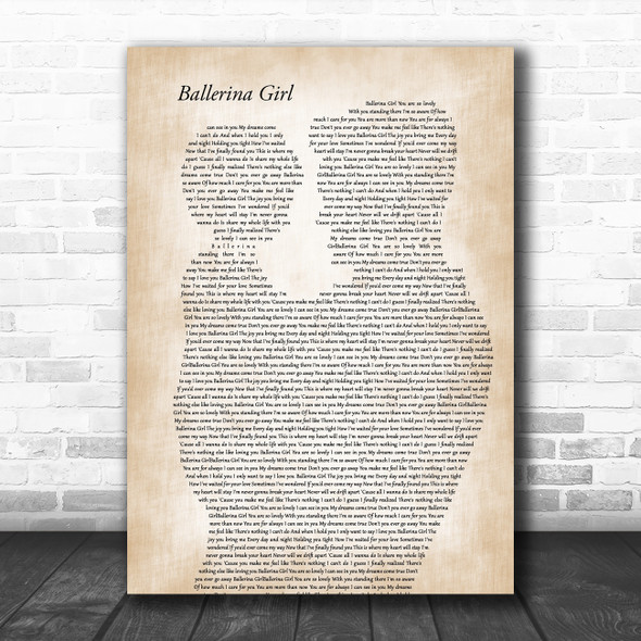Lionel Richie Ballerina Girl Father & Child Decorative Wall Art Gift Song Lyric Print