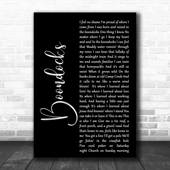 Little Big Town Boondocks Black Script Decorative Wall Art Gift Song Lyric Print