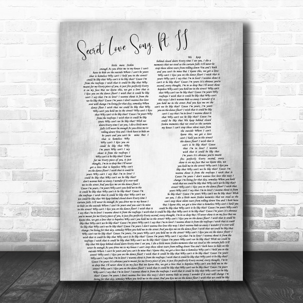 Little Mix Secret Love Song, Pt. II Two Men Gay Couple Wedding Grey Gift Song Lyric Print