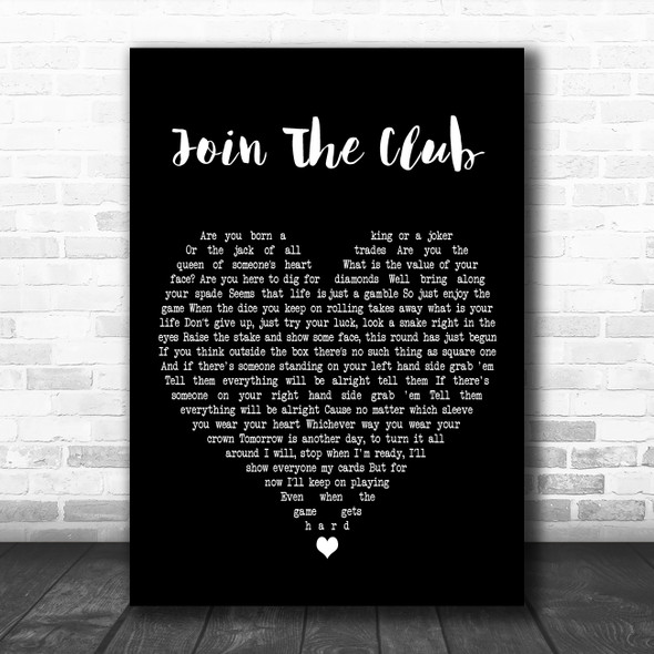 Lucy Spraggan Join The Club Black Heart Decorative Wall Art Gift Song Lyric Print