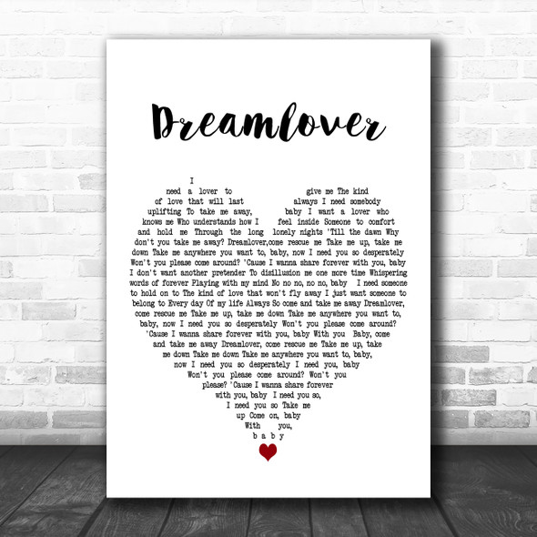 Mariah Carey Dreamlover White Heart Decorative Wall Art Gift Song Lyric Print
