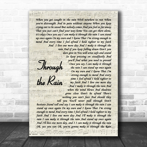 Mariah Carey Through the Rain Vintage Script Decorative Wall Art Gift Song Lyric Print