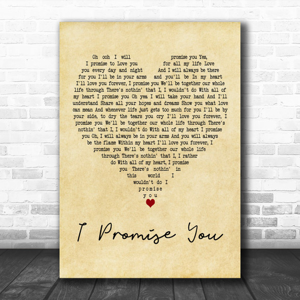 Michael Bolton I Promise You Vintage Heart Decorative Wall Art Gift Song Lyric Print