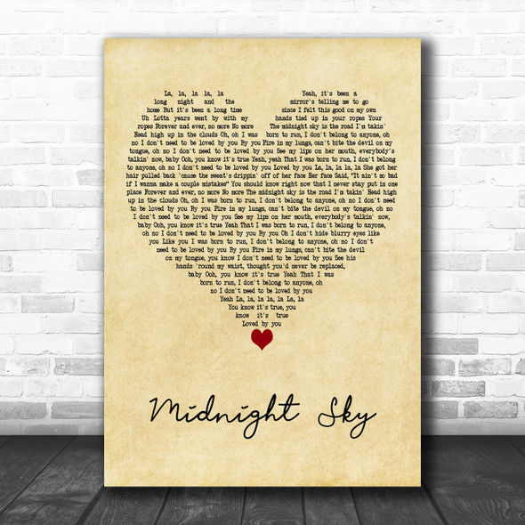 Miley Cyrus Midnight Sky Vintage Heart Decorative Wall Art Gift Song Lyric Print