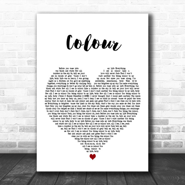 MNEK Colour White Heart Decorative Wall Art Gift Song Lyric Print