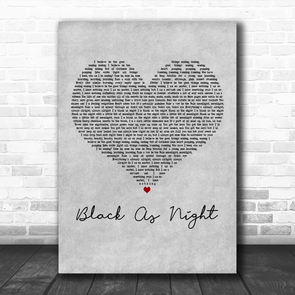 Nahko And Medicine For The People Black As Night Grey Heart Wall Art Song Lyric Print