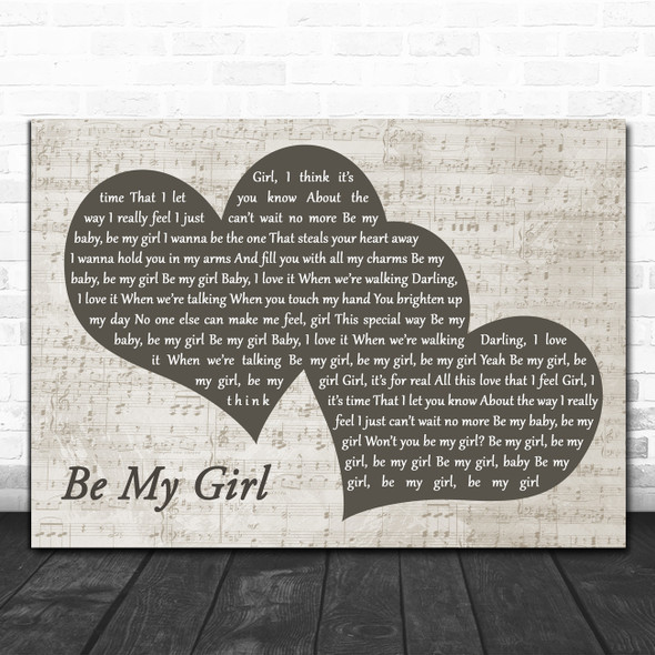 New Kids on the Block Be My Girl Landscape Music Script Two Hearts Gift Song Lyric Print