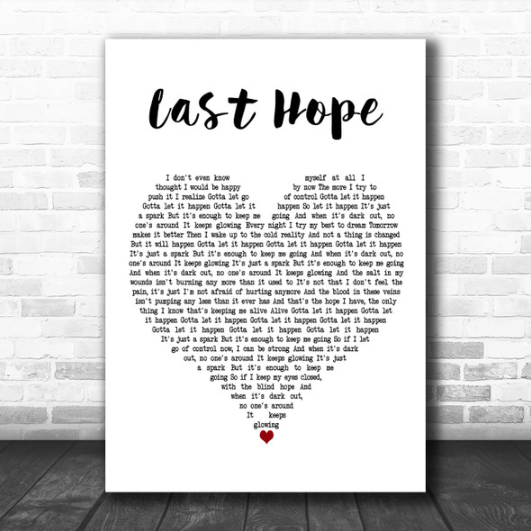 Paramore Last Hope White Heart Decorative Wall Art Gift Song Lyric Print