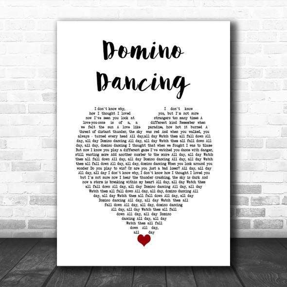 Pet Shop Boys Domino Dancing White Heart Decorative Wall Art Gift Song Lyric Print