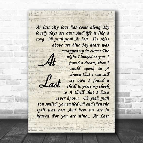 Etta James At Last Song Lyric Music Wall Art Print