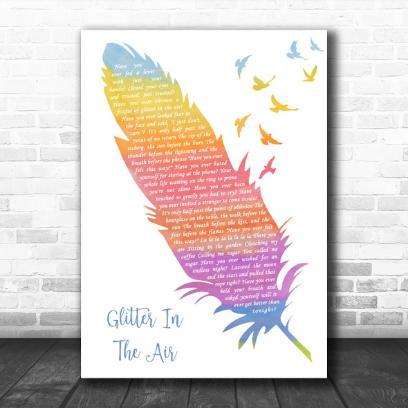 Pink Glitter In The Air Watercolour Feather & Birds Decorative Gift Song Lyric Print