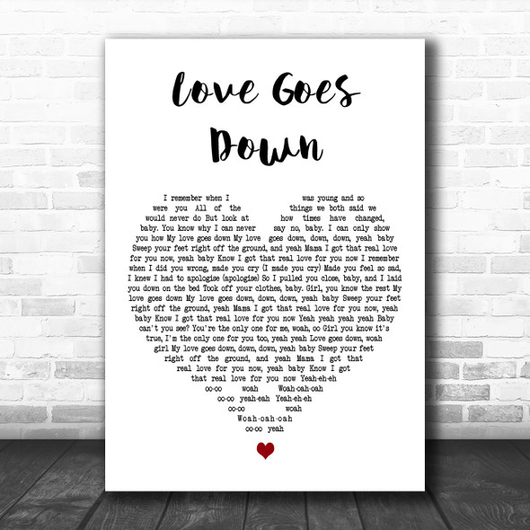 Plan B Love Goes Down White Heart Decorative Wall Art Gift Song Lyric Print