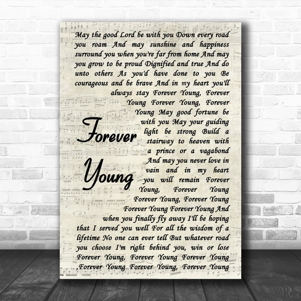 Rod Stewart Forever Young Vintage Script Song Lyric Music Wall Art Print