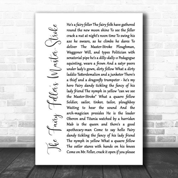 Queen The Fairy Feller's Master-Stroke White Script Decorative Gift Song Lyric Print