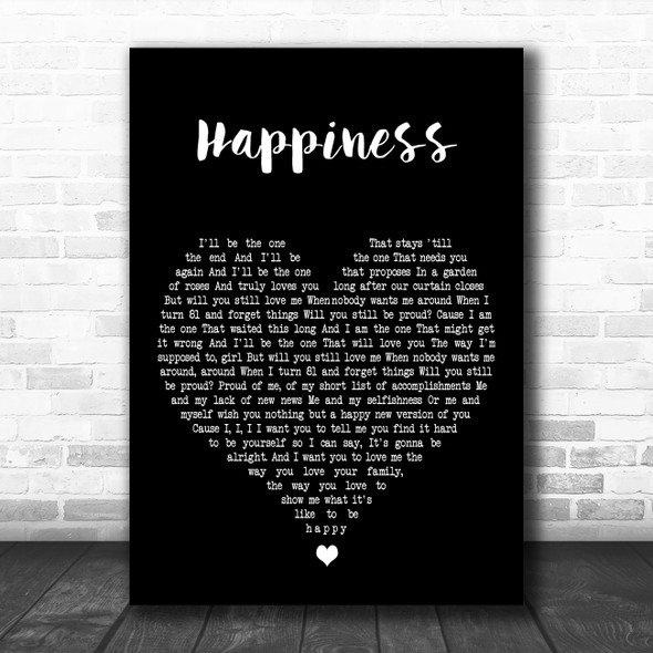 Rex Orange County Happiness Black Heart Decorative Wall Art Gift Song Lyric Print