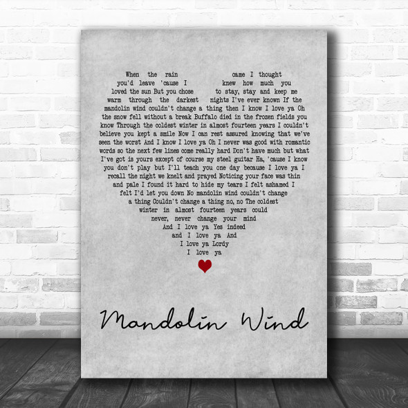 Rod Stewart Mandolin Wind Grey Heart Decorative Wall Art Gift Song Lyric Print