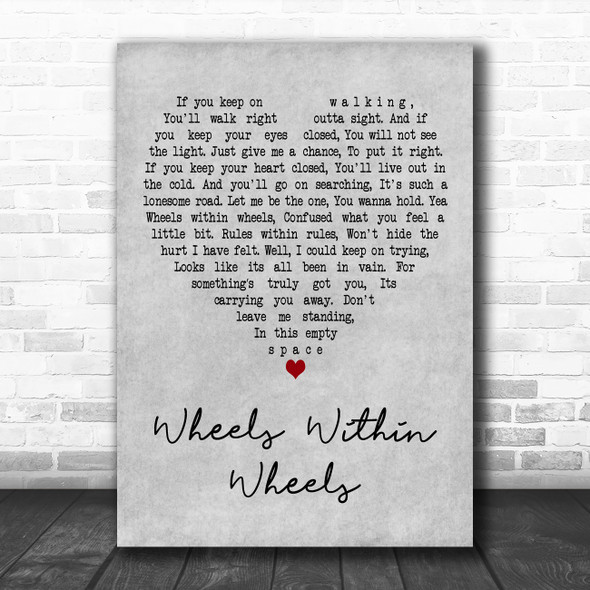 Rory Gallagher Wheels Within Wheels Grey Heart Decorative Wall Art Gift Song Lyric Print