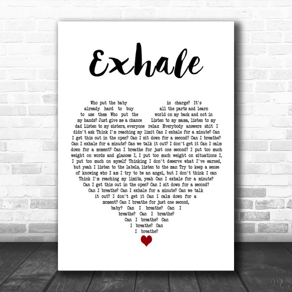 Sabrina Carpenter Exhale White Heart Decorative Wall Art Gift Song Lyric Print