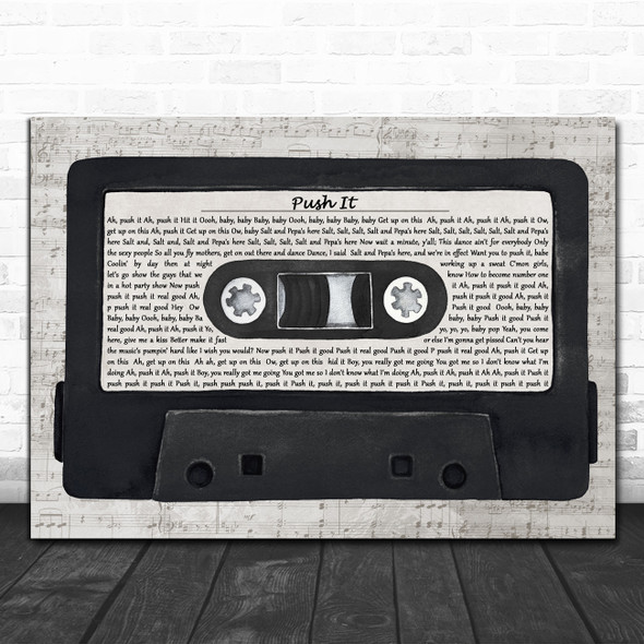 Salt-N-Pepa Push It Music Script Cassette Tape Decorative Wall Art Gift Song Lyric Print