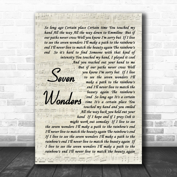 Fleetwood Mac Seven Wonders Song Lyric Music Wall Art Print