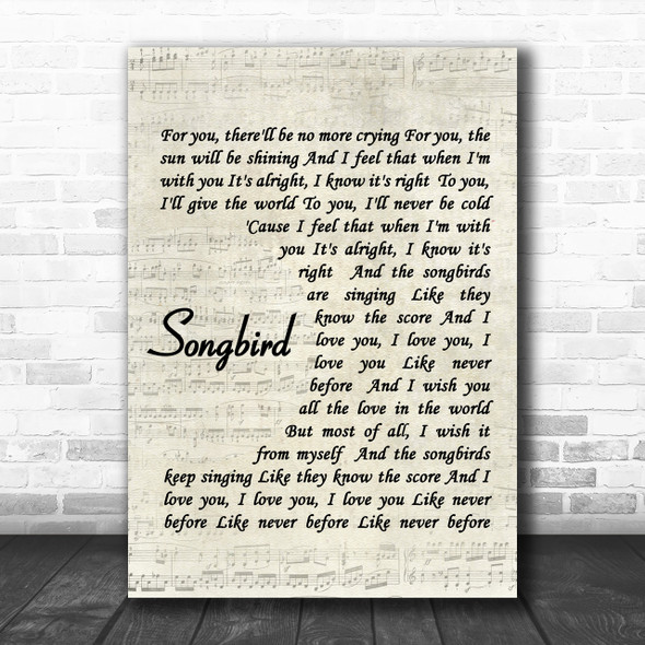 Fleetwood Mac Songbird Song Lyric Music Wall Art Print