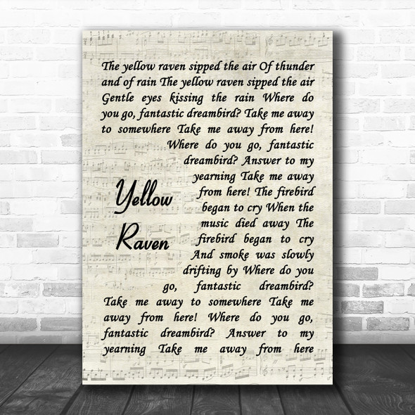 Scorpions Yellow Raven Vintage Script Decorative Wall Art Gift Song Lyric Print