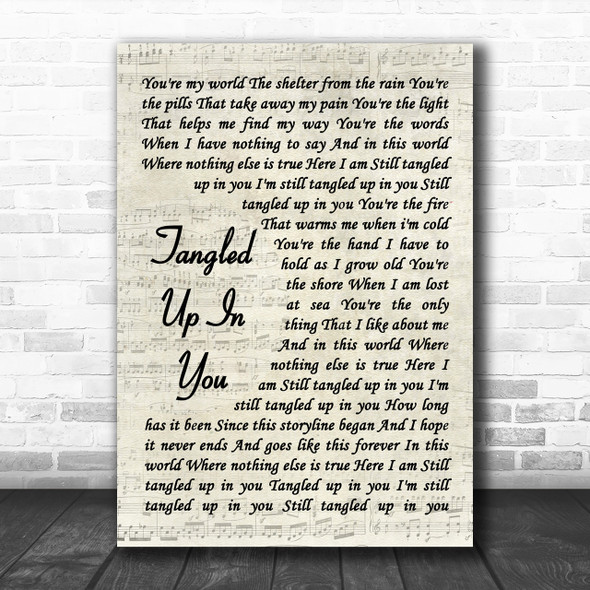 Staind Tangled Up In You Song Lyric Vintage Script Music Wall Art Print