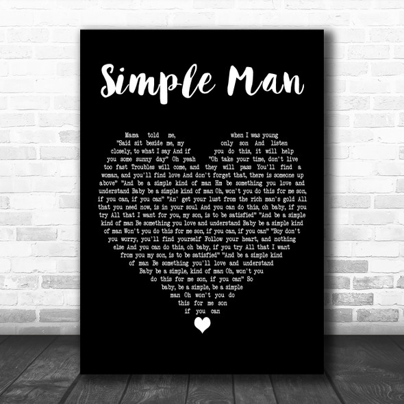 Shinedown Simple Man Black Heart Decorative Wall Art Gift Song Lyric Print