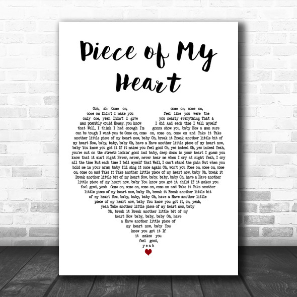 Steven Tyler Piece of My Heart White Heart Decorative Wall Art Gift Song Lyric Print