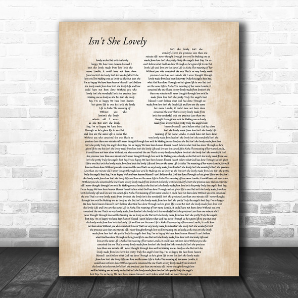 Stevie Wonder Isn't She Lovely Father & Child Decorative Wall Art Gift Song Lyric Print