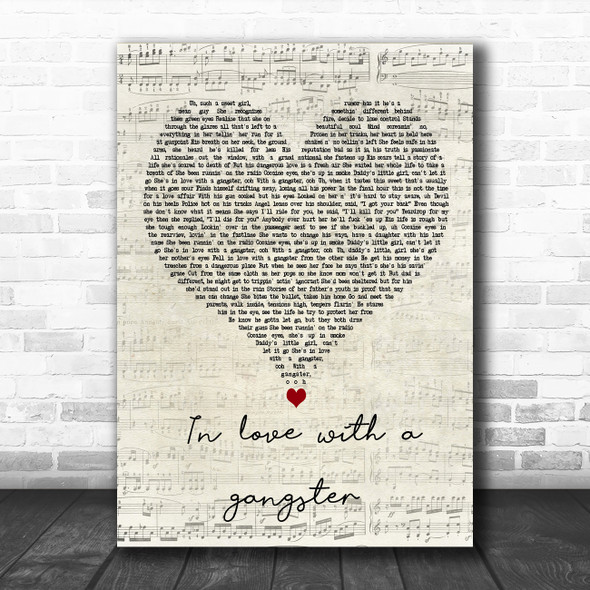 Struggle Jennings In love with a gangster Script Heart Decorative Wall Art Gift Song Lyric Print
