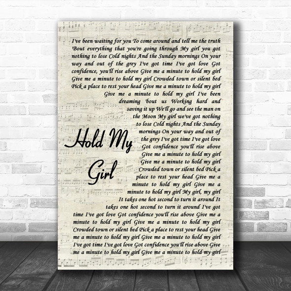 George Ezra Hold My Girl Song Lyric Vintage Script Music Wall Art Print