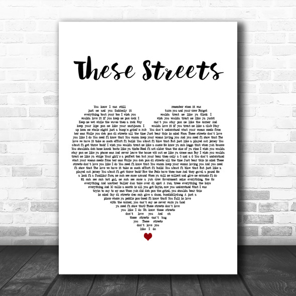 Tanya Stephens These Streets White Heart Decorative Wall Art Gift Song Lyric Print