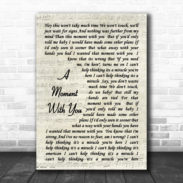 George Michael A Moment With You Vintage Script Song Lyric Music Wall Art Print