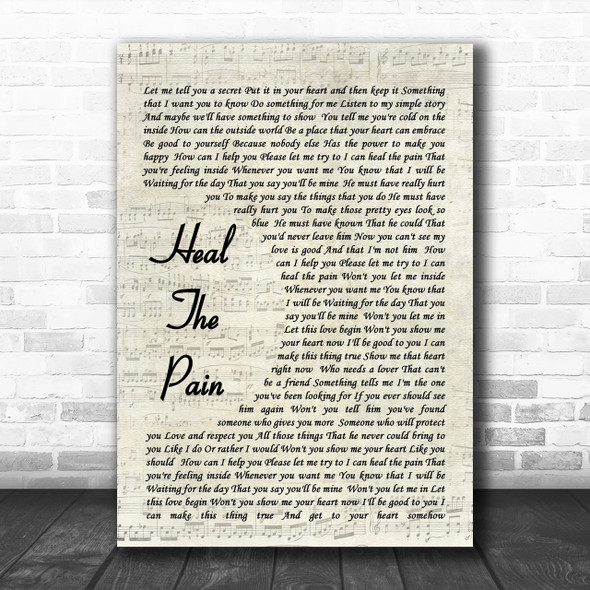George Michael Heal The Pain Vintage Script Song Lyric Music Wall Art Print