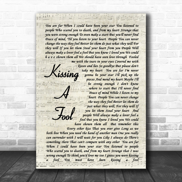 George Michael Kissing A Fool Vintage Script Song Lyric Music Wall Art Print
