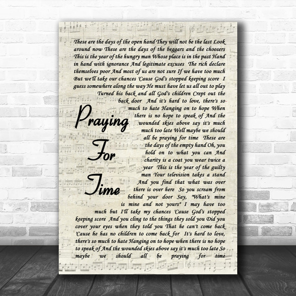 George Michael Praying For Time Vintage Script Song Lyric Music Wall Art Print