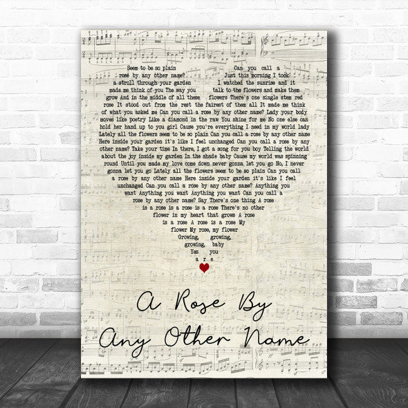 Teena Marie A Rose by Any Other Name Script Heart Decorative Wall Art Gift Song Lyric Print