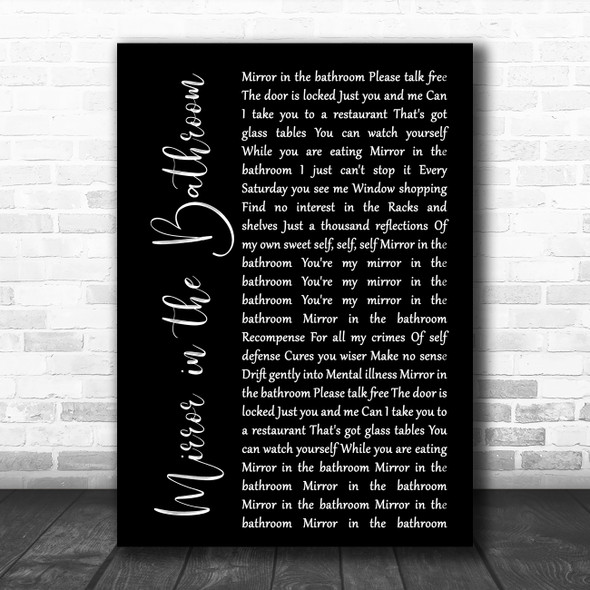 The Beat Mirror in the Bathroom Black Script Decorative Wall Art Gift Song Lyric Print