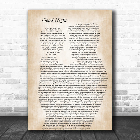 The Beatles Good Night Father & Child Decorative Wall Art Gift Song Lyric Print