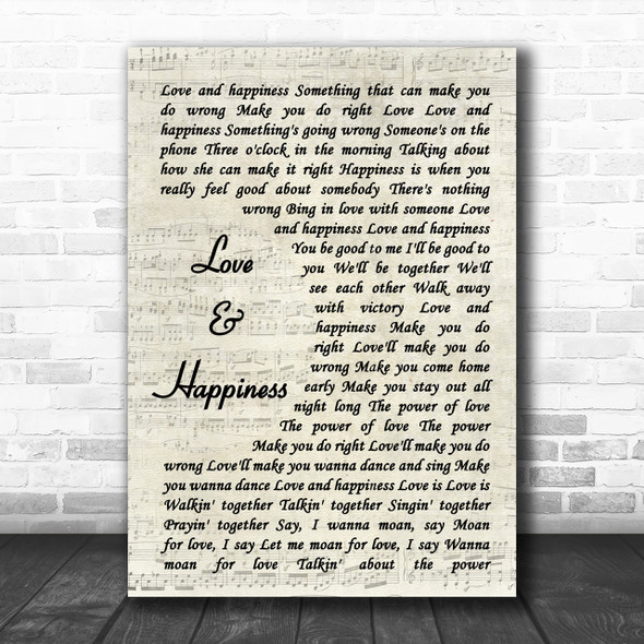 Al Green Love And Happiness Song Lyric Vintage Script Music Wall Art Print