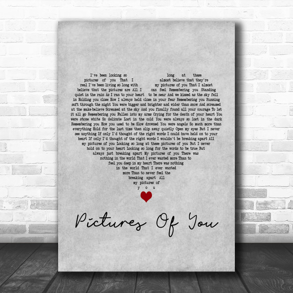 The Cure Pictures Of You Grey Heart Decorative Wall Art Gift Song Lyric Print