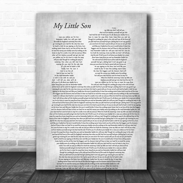 The Dubliners My Little Son Father & Child Grey Decorative Wall Art Gift Song Lyric Print