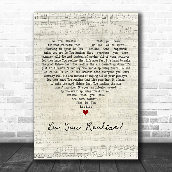 The Flaming Lips Do You Realize Script Heart Decorative Wall Art Gift Song Lyric Print