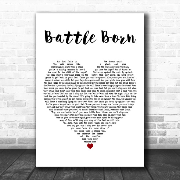 The Killers Battle Born White Heart Decorative Wall Art Gift Song Lyric Print